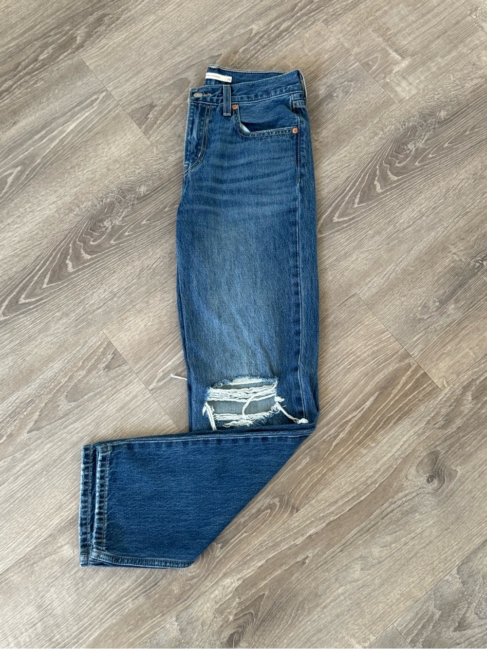 Levi's Women's Straight Leg Distressed Blue Jeans